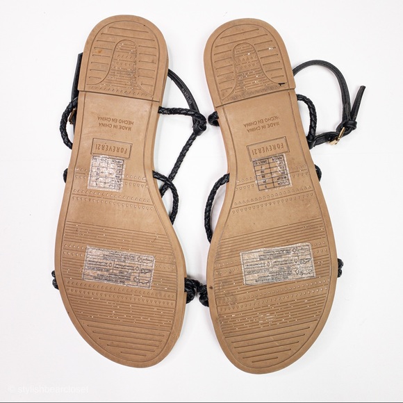 Forever 21 Sandal Black Braided Straps - Picture 6 of 6